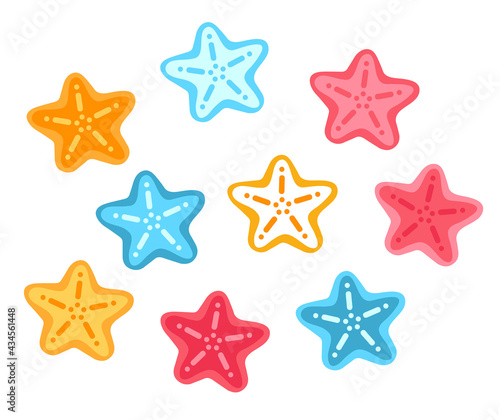 Starfish set, summer marine icon vector illustration