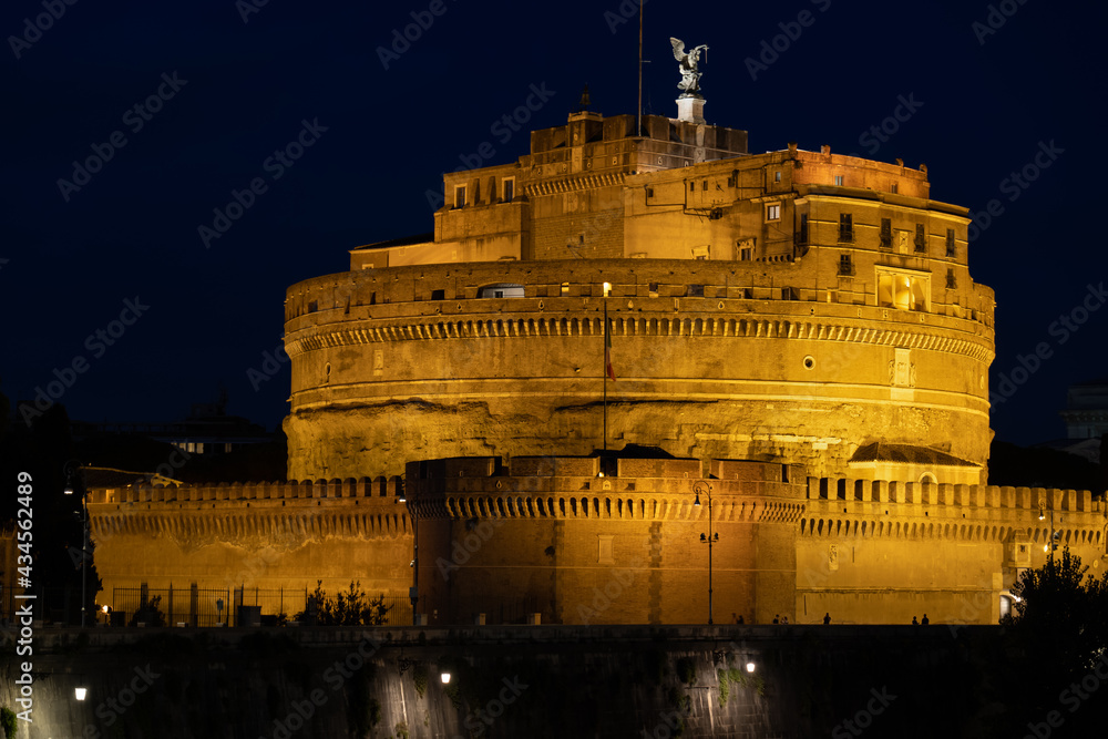 Castle of the Holy Angel In Rome By Night In Italy