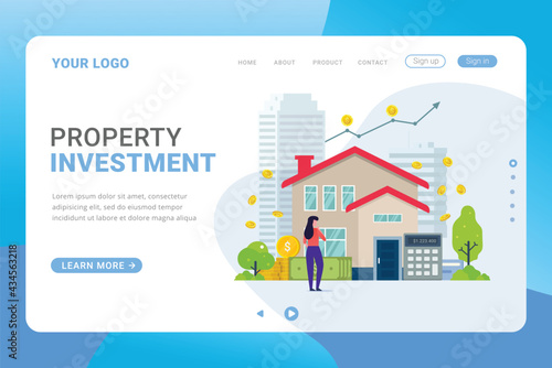 Landing page template property investment profit from real estate