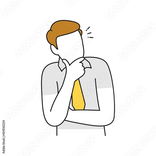 Business people faceless are thinking of solutions for their business with outline style vector illustration