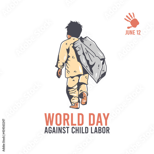 vector graphic of world day against child labor good for day against child labor celebration. flat design. flyer design.flat illustration.