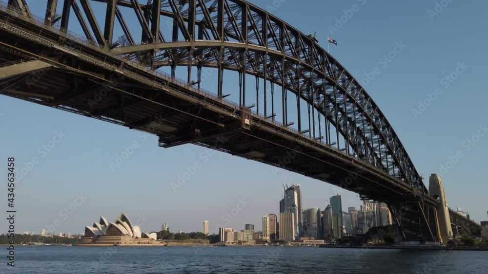 Sydney Opera House, Harbour And Downtown At Sunset In Australia - wide shot Sydney Opera House, Harbour And Downtown At Sunset In Australia - wide shot