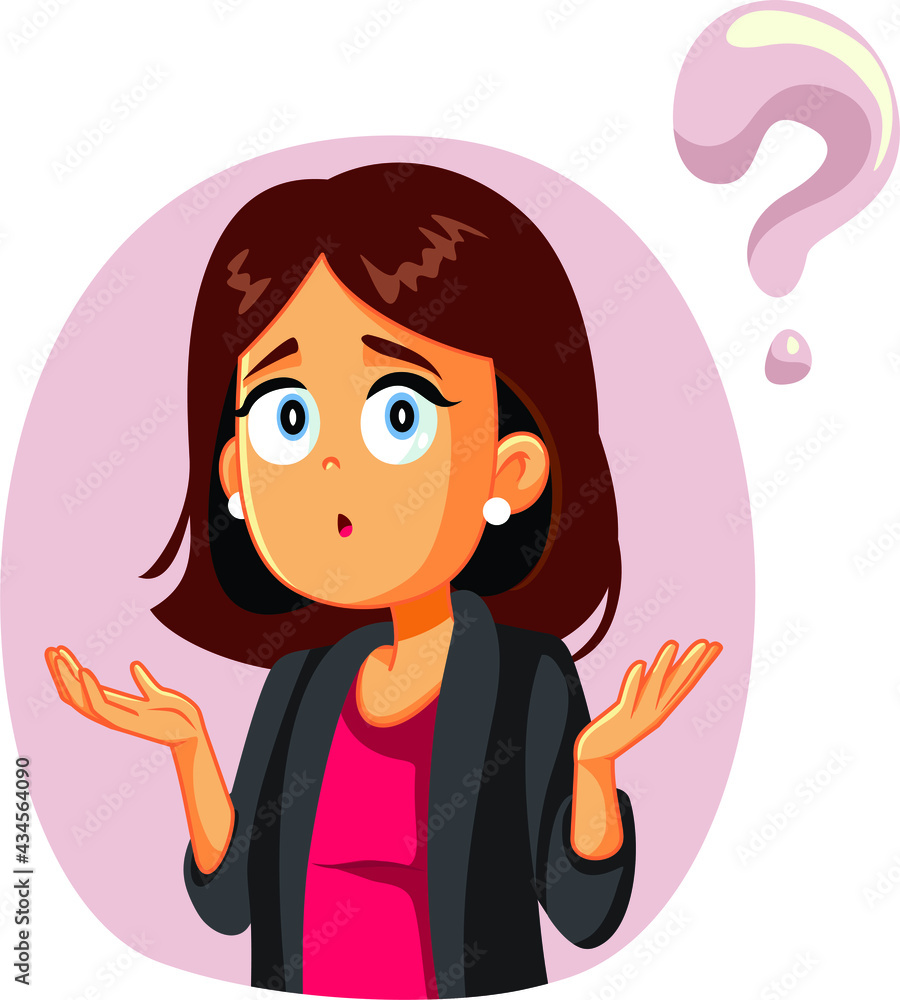 Funny Business Woman Having Questions Vector Illustration Funny Business Woman Having Questions Vector Illustration
