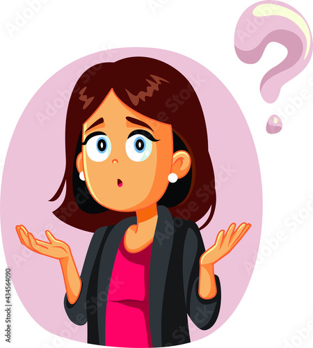 Funny Business Woman Having Questions Vector Illustration