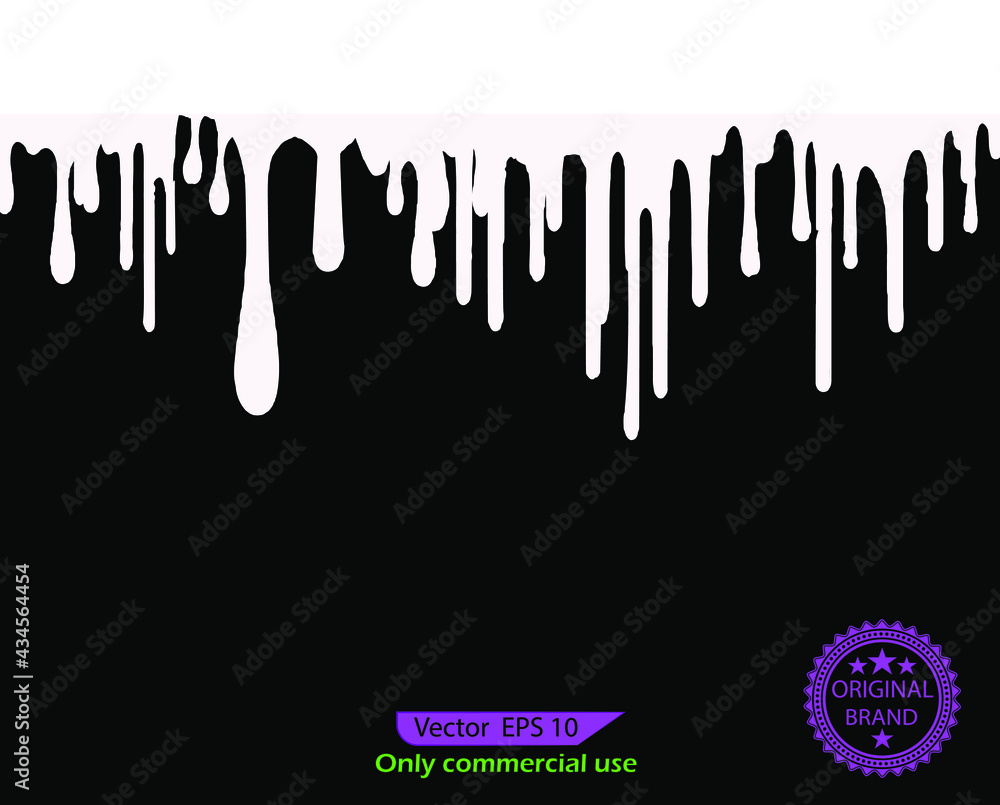 White Dripping paint drips background. Excellent drips illustration