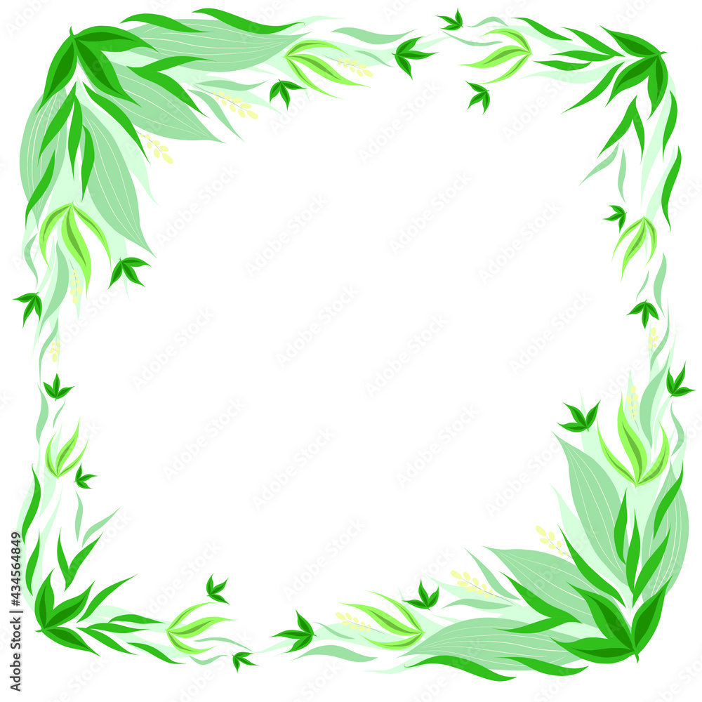 Vector illustration. Frame of flowers and leaves