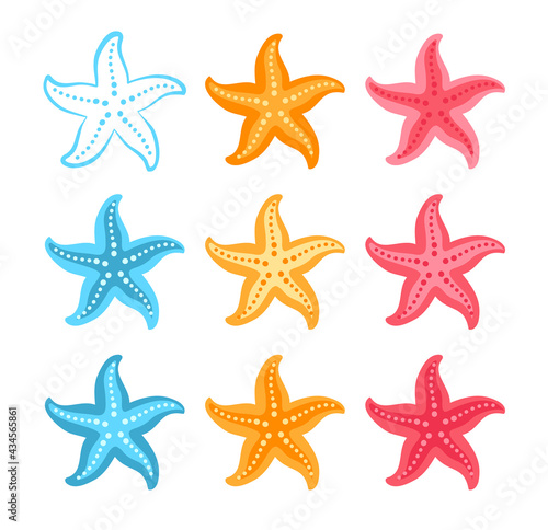 Starfish set, summer marine icon vector illustration