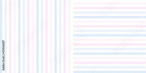 Stripe pattern textured geometric in pastel blue, pink, off white. Seamless light herringbone lines vector graphic for shirt, dress, other modern spring summer fashion fabric print.