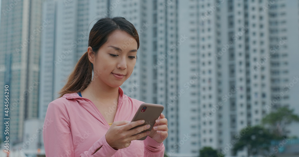 Woman use of smart phone at outdoor