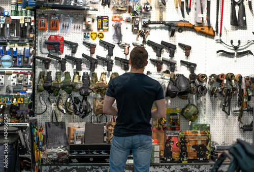A man in a gun store