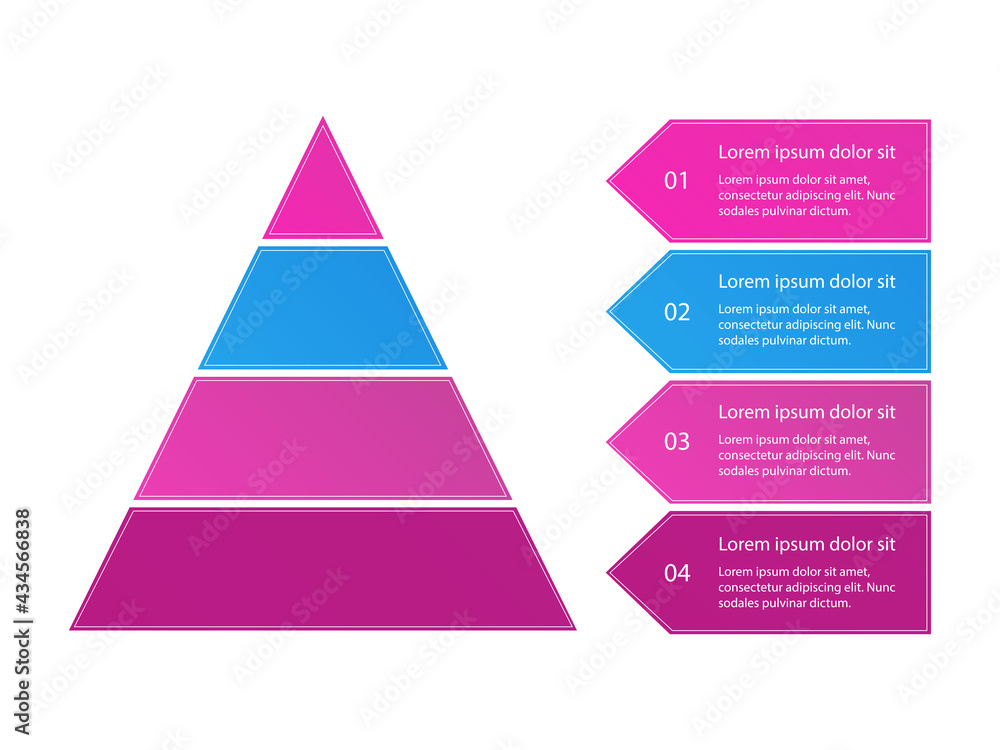 Fototapeta premium Pyramid infographic, colorful vector diagram