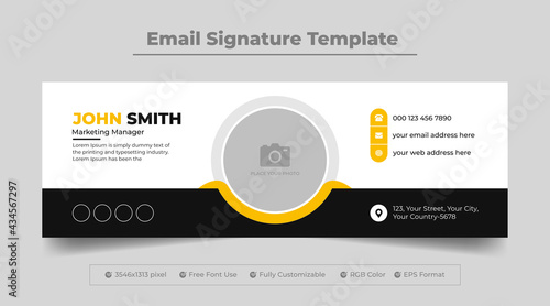 Creative email signature template or personal facebook photo design with creative round shape