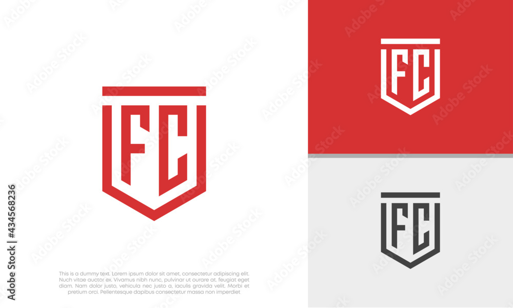 Initials FC logo design. Initial Letter Logo. Shield logo. Initials FC logo design. Initial Letter Logo. Shield logo.