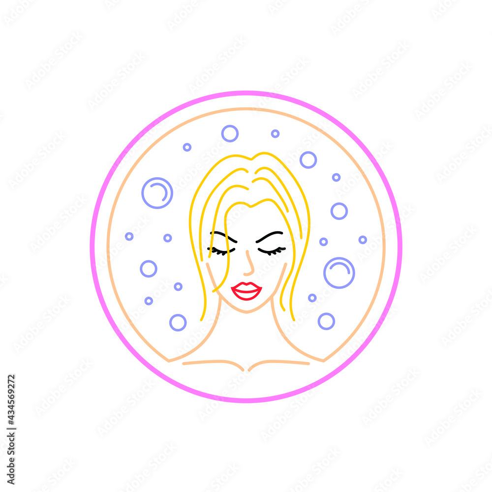 colorful young girl and bubble soap in the circle shape logo design inspiration colorful young girl and bubble soap in the circle shape logo design inspiration