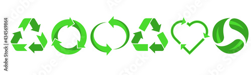Recycling.Set recycle icons sign.Recycle logo or symbol.Green icons for packaging , recycling.ecology, eco friendly, environmental management symbols.Most used recycle signs vector. photo
