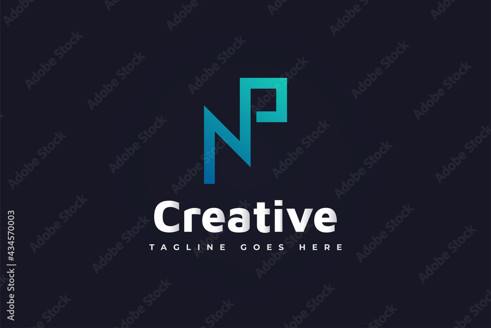 Initial Letter N and P Logo in Blue Gradient. NP Logo Usable For Business or Identity Logos. Vector graphic design template element