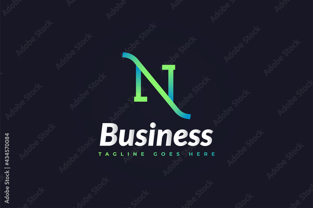 Initial Letter N Logo in Green Gradient. N Logo Usable For Business or Identity Logos. Vector graphic design template element Initial Letter N Logo in Green Gradient. N Logo Usable For Business or Identity Logos. Vector graphic design template element