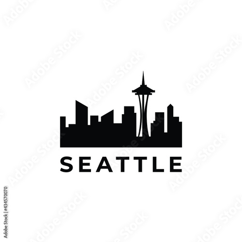 Seattle city scape skyline silhouette logo design inspiration 