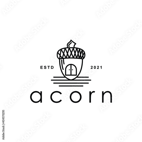 acorn house line art logo design inspiration