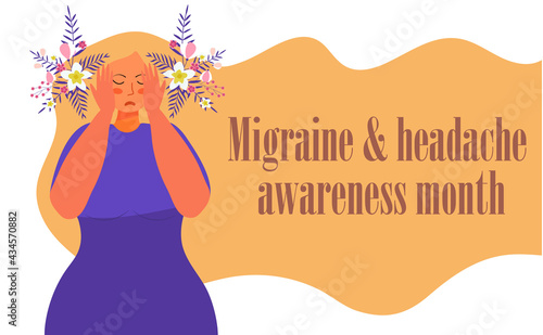 Migraine and headache awareness month concept vector. Medical, health event