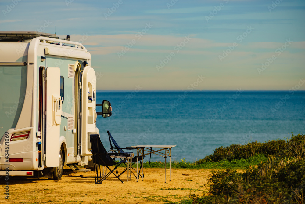 Rv caravan camping on beach