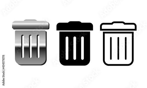 Set Of Garbage Bin Icon. Trash Can vector Icons.