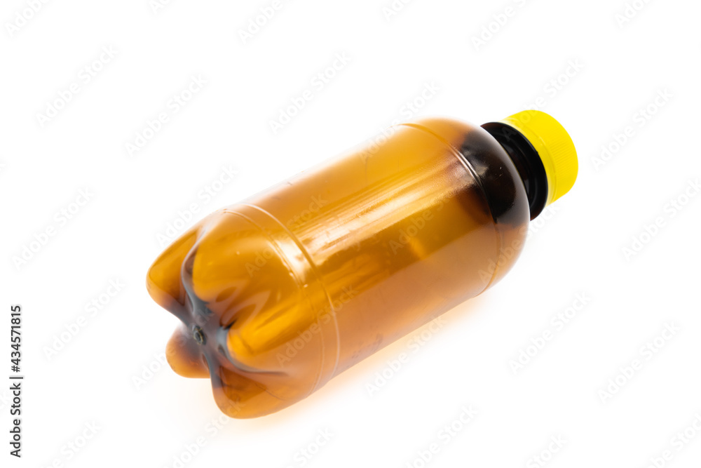 Yellow Empty bottle on white background Yellow Empty bottle on white background