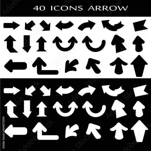 40 icons set of arrows on white background