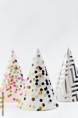 Happy New Year party hat on white background.