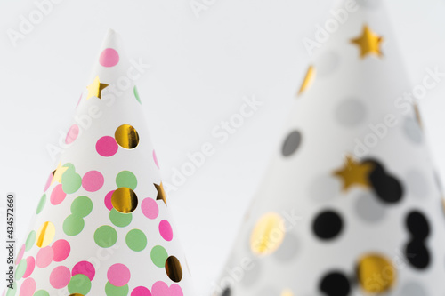 Happy New Year party hat on white background.