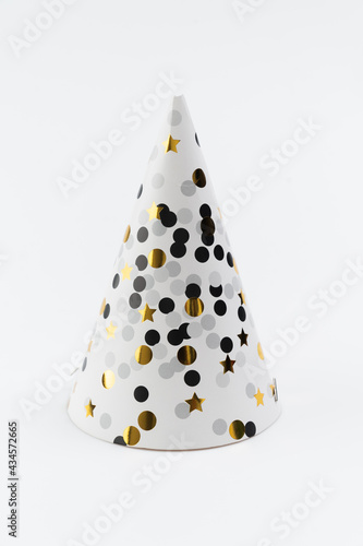 Happy New Year party hat on white background.