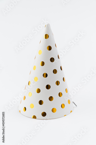 Happy New Year party hat on white background.