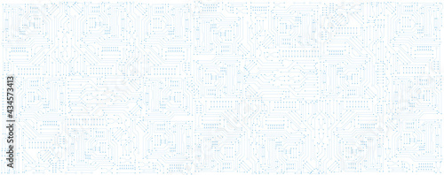 circuit board electronic or electrical blue line on white engineering technology concept vector panorama background