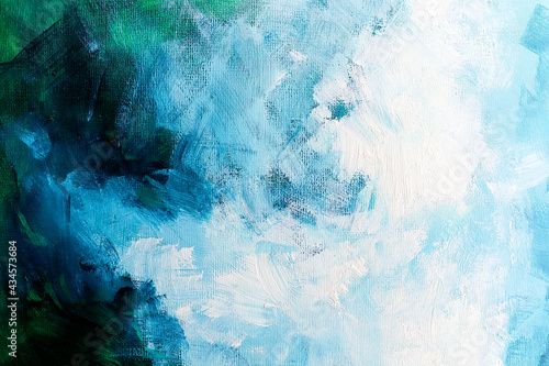 Acrylic brush stroke blue and white Abstract colorful watercolor on paper close-up background texture