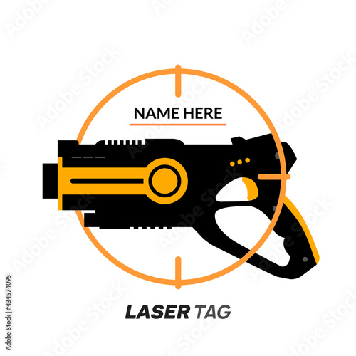 Laser tag gun game icon. Vector laser tag futuristic logo weapon