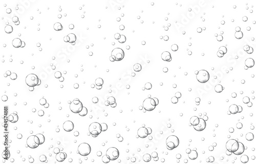 Oxygen air bubbles  flow  in water on white  background.