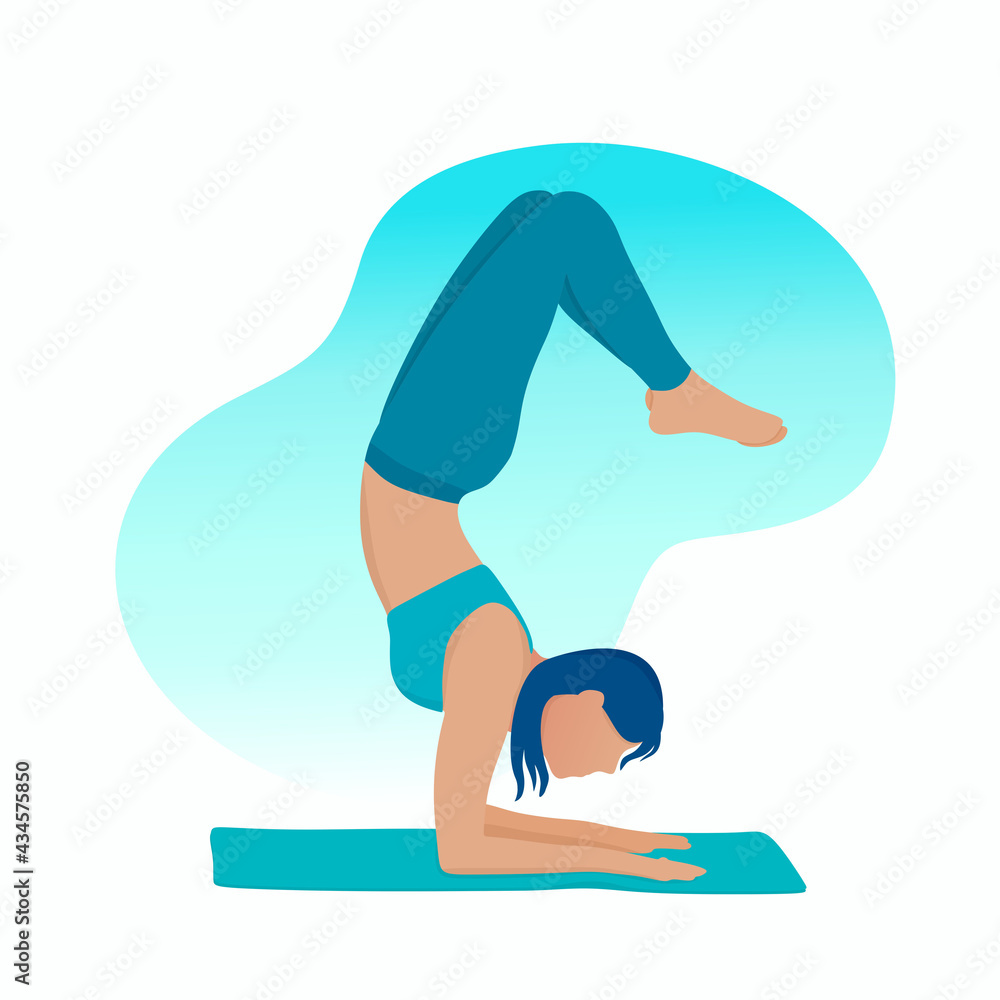 A young, active, attractive girl is doing yoga on a mat. Ganda Bherundasana pose. Meditation, stretching, healthy lifestyle. A young, active, attractive girl is doing yoga on a mat. Ganda Bherundasana pose. Meditation, stretching, healthy lifestyle.