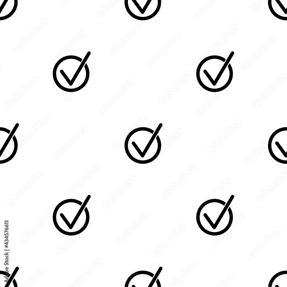 Check mark seamless pattern isolated on white background.