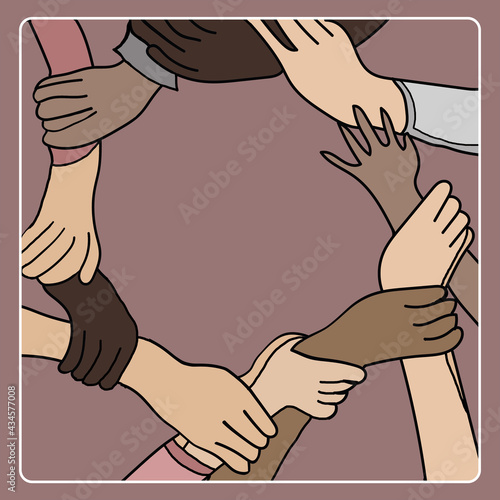 Hands Holding Hands Together Multicultural Cultural Friends Friendship Illustration