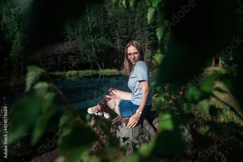 Woman resting at mountain l...