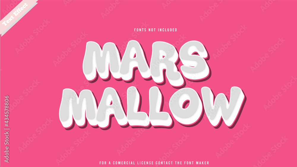 Marshmallow text effect design vector. editable 3D text effect Stock