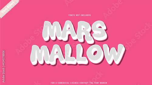 Marshmallow text effect design vector. editable 3D text effect