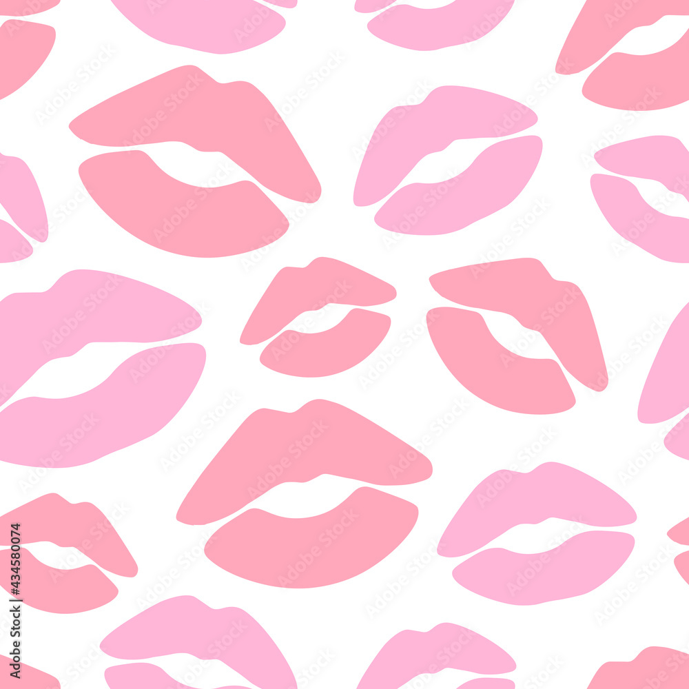 Seamless pink lips silhouettes vector illustration