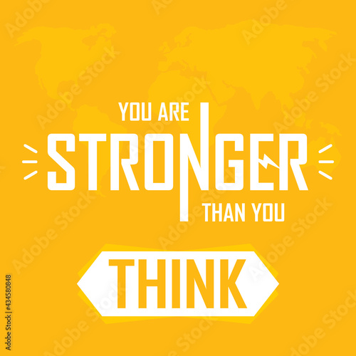 You are stronger than you think. Lettering doodle typographic poster. Motivational and inspirational vector illustration with quote.
