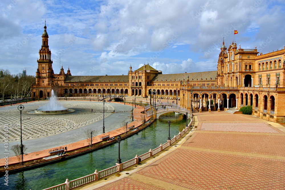 Plaza de Espana in Seville city, capital of Andalusia region, Spain 