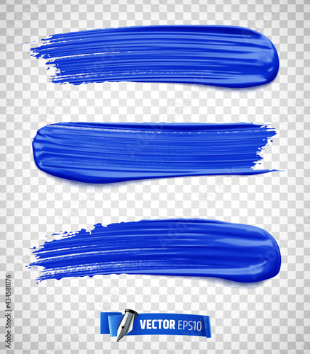 Traces de peinture bleu vectorielles sur fond transparent