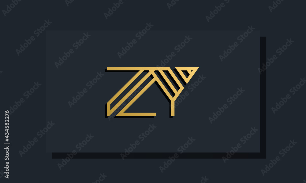 Elegant line art initial letter ZY logo.