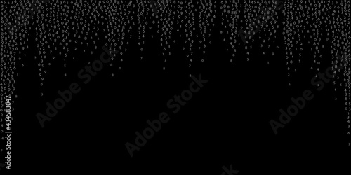 Falling numbers, big data concept. Binary white flying digits. Remarkable futuristic banner on black background. Digital vector illustration with falling numbers.