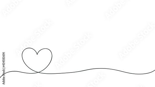 Line art heart vector illustration isolated on white background. Continuous one line heart drawing. Heart Vector illustration. Concept for wall art, logo, card, banner, poster flyer