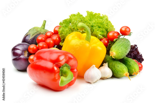 Set of vegetables isolated on a white . Shallow depth of field. focus in the foreground.
